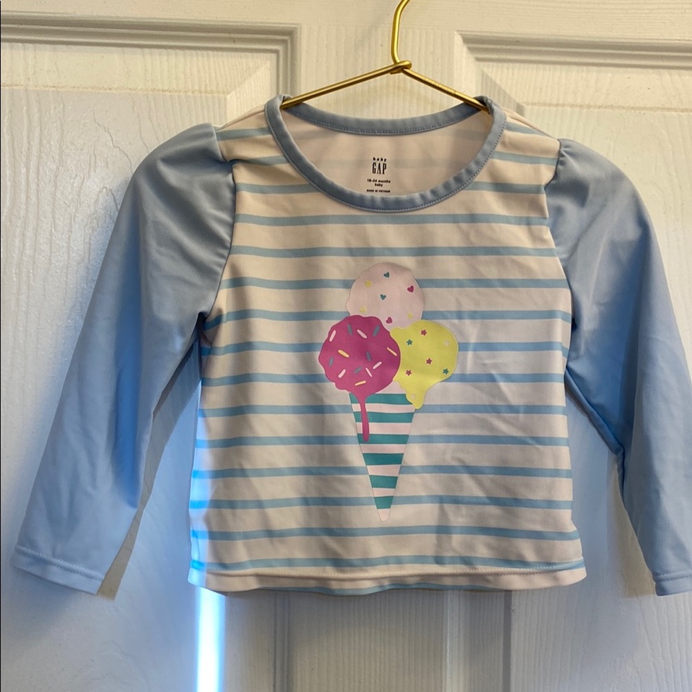 GAP Kids Blue Striped Ice Cream Top